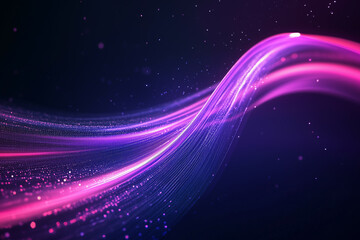 High speed technology Dynamic digital curve purple, dark background.