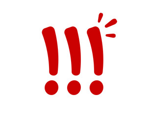 Bold red exclamation marks with added emphasis, representing excitement or urgency.