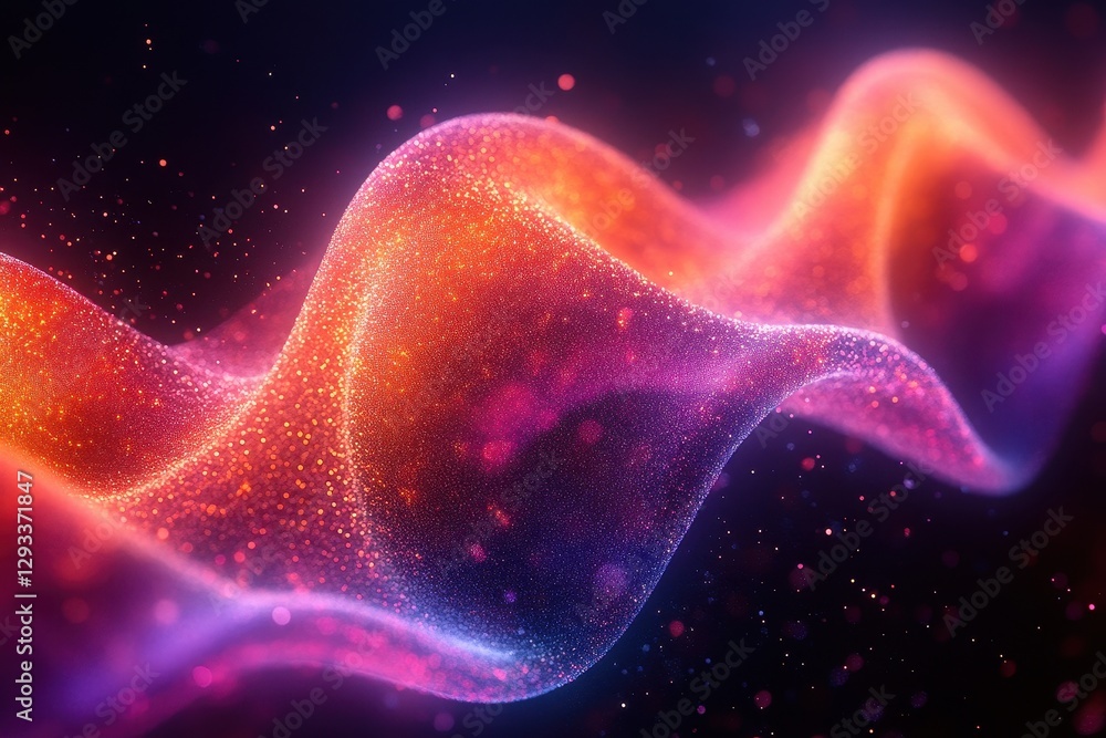 Poster colorful waves of light create a mesmerizing abstract visual experience in a dark background