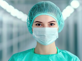 Healthcare professional in surgical gear hospital environment portrait photography clinical setting close-up view