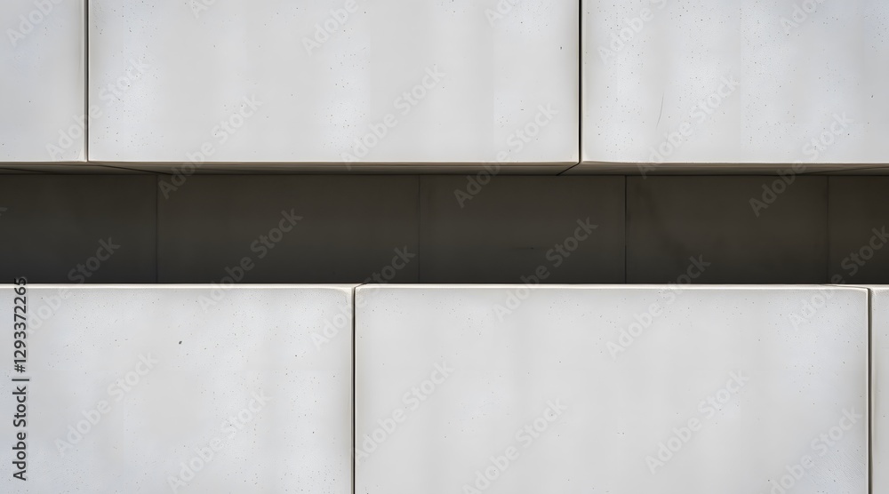 Aufkleber a minimalistic architectural facade featuring a series of white panels interrupted by a sleek black 