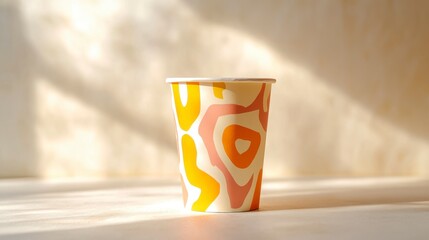 Paper cup mockup with abstract design