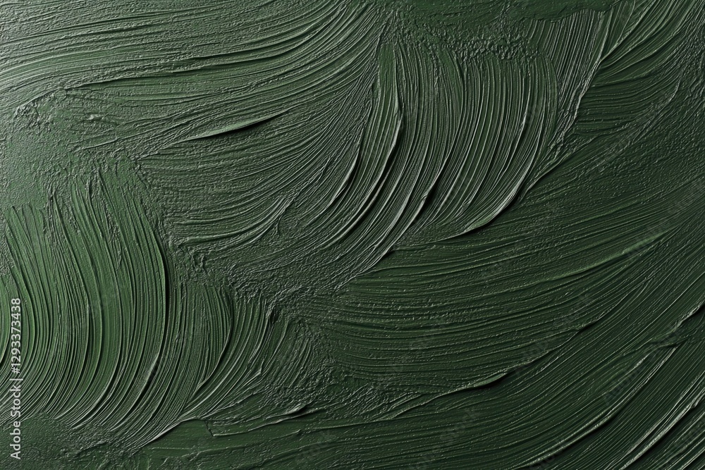 Poster textured green surface with flowing brush strokes creating depth