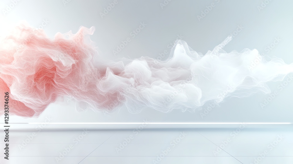 Poster abstract pastel-colored smoke against a minimalistic background, creating a serene and ethereal visu