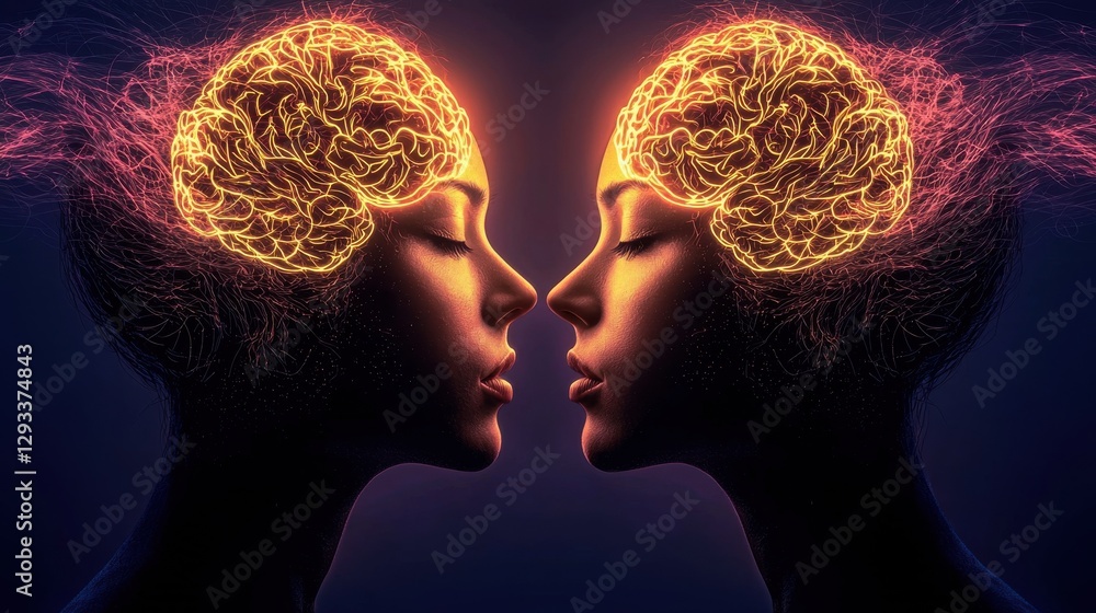Poster illuminating the synapse unveiling the dazzling interplay of minds in a surreal digital realm a capt