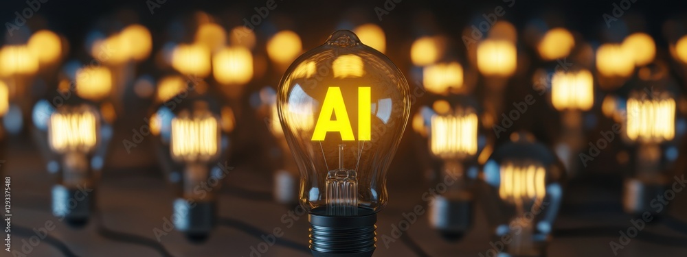 Aufkleber light bulbs illuminate the concept of artificial intelligence in a creative display with a glowing c