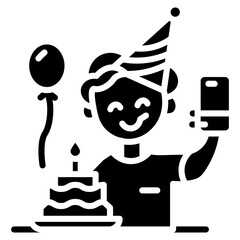 Birthday Selfie Vector Icon