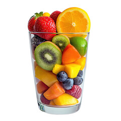 Fresh Fruit in Glass Bowl on transparent background.