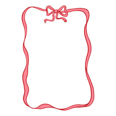 Girly frame of coquette pretty charming bows and ribbons. Hand drawn vintage bows frame for greeting cards, wedding and birthday party, invitations in cute elegant coquette style vector illustration 