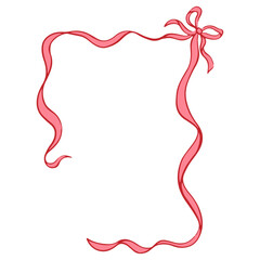 Girly frame of coquette pretty charming bows and ribbons. Hand drawn vintage bows frame for greeting cards, wedding and birthday party, invitations in cute elegant coquette style vector illustration 