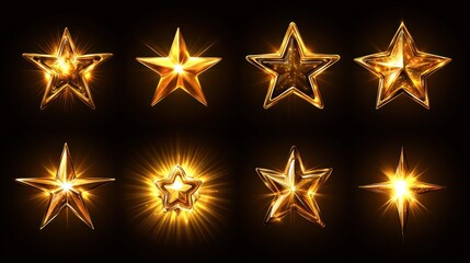 Golden Stars Collection on Black Background