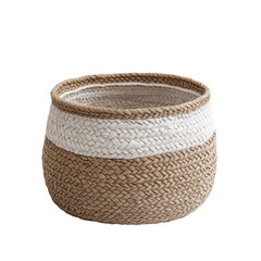 Beige and White Woven Basket for Home Organization