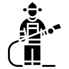 Firefighter Rescue Line Vector Icon
