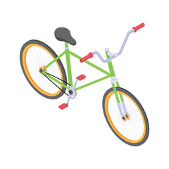 Isometric bicycle icon representing sustainable and eco-friendly transportation.