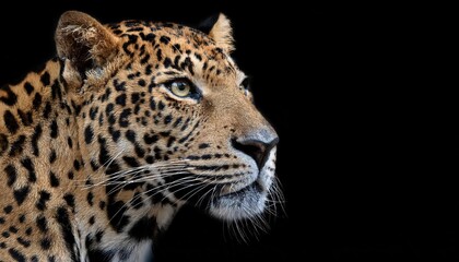 Striking Isolated Leopard on Black Background, Majestic Big Cat in High Resolution, Captivating Wildlife Photography Showcasing Vivid Fur Texture and Intense Eyes, Perfect for Digital Art, Home