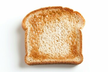 Golden slice of toast on white background. AI generated