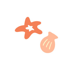 ヒトデと貝のイラスト