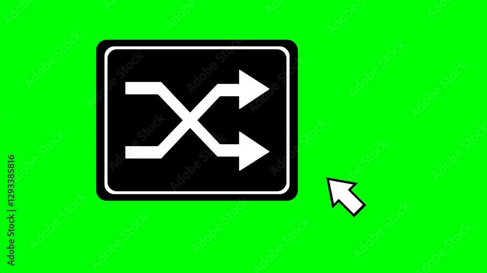 Poster video animation black and white icon computer mouse cursor clicking on random button digital, on a g
