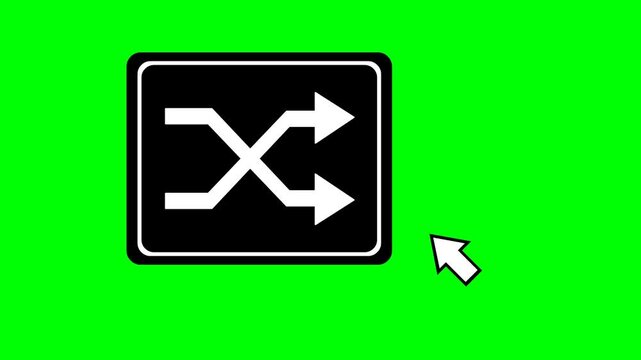 video animation black and white icon computer mouse cursor clicking on random button digital, on a green chroma key background