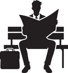 Reading Newspaper Vector Illustration