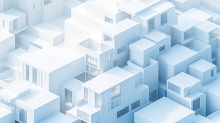 Abstract city, white buildings, aerial view, architectural design, urban development