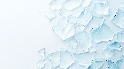 Obraz premium Close-up of ice cubes on white background, highlighting the texture and clarity.