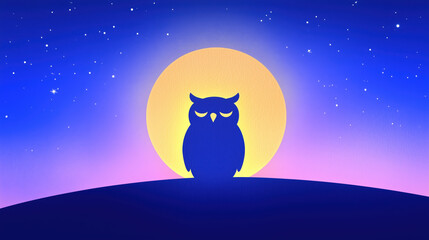Mysterious owl silhouette against glowing moon backdrop