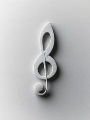 Fototapeta premium 3D white treble clef on a smooth gradient background.