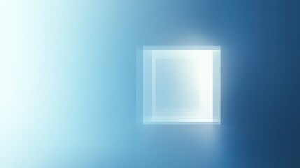 Glowing light blue square, softly transitioning to white, radiates warmth as the sole luminance amidst calm serenity