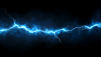 Curved Blue Lightning on Black