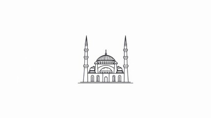 Fototapeta premium Minimalist Line Drawing of the Blue Mosque