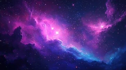 Cosmic Nebula Pink and Blue Gas Clouds in Space