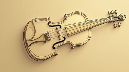 Obraz premium Minimalist Gold Line Violin Illustration