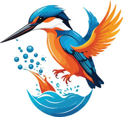 Obraz premium Colorful Kingfisher Illustration vector design, Colorful Kingfisher flying vector design