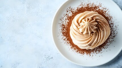 Creamy Dessert Swirl with Cocoa Powder Garnish