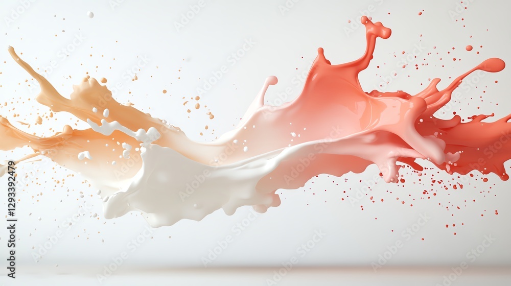 Poster dynamic liquid splash with orange and cream colors, creating an artistic and vibrant composition.