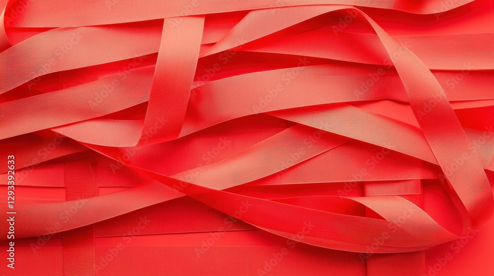 Poster law restriction policy concept. red ribbons layered in a textured pattern.