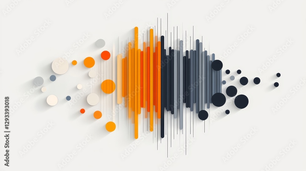Poster abstract sound wave art with colorful circles and lines