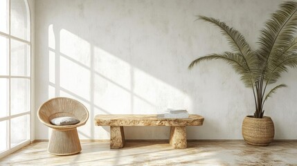 Bohemian minimalist living room interior design