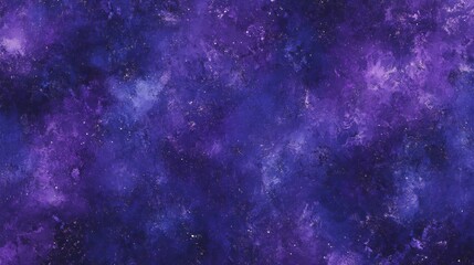 A dark purple and blue background with stars, nebulae, and a galaxy sky. The galaxy background features shades of purple and blue, with swirling clouds of gas and dust creating a sense of depth