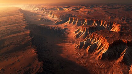 Mars Canyon Dawn: Terra Cotta Ridges 
