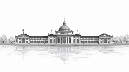 Obraz premium Haydarpasa Train Station Line Art Illustration