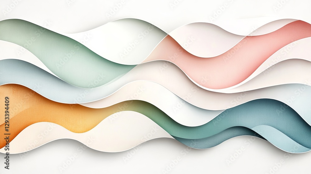 Aufkleber abstract waves in soft pastel colors creating a modern background