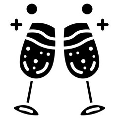 New Year Toasting Glasses Vector Icon