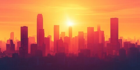 Fototapeta premium Urban heat islands showcasing city overheating and built environment effects : metropolitan climate theme