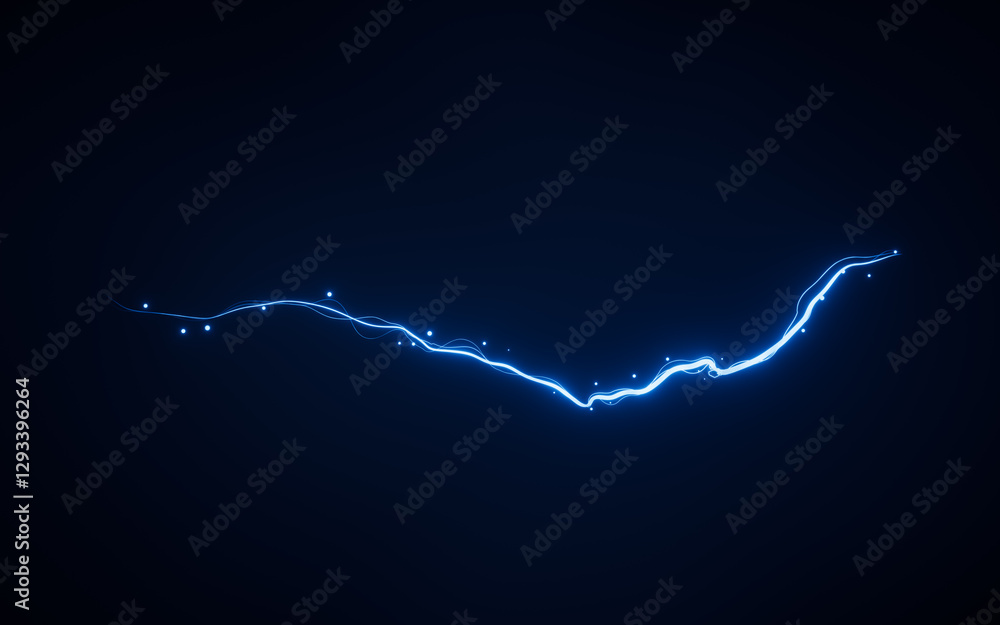 Poster abstract glowing wave lines and shiny particles, 3d rendering.