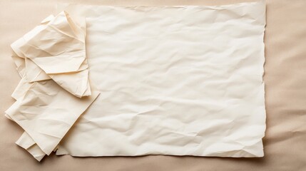 Textured Cream Paper with Crumpled Edges on Soft Background