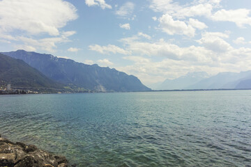 Panorama of town of Montreux, Canton of Vaud, Switzerland