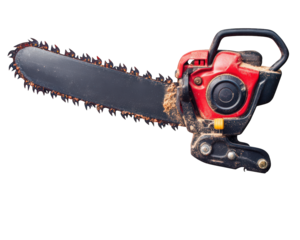 powerful chainsaw with sharp blade, ideal for cutting wood and tree maintenance. This tool is essential for outdoor work and landscaping projects