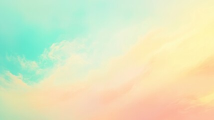 Naklejka premium A playful yet sophisticated gradient of candy-colored pastels, including soft turquoise, pale yellow, and baby pink, merging in a smooth blur.